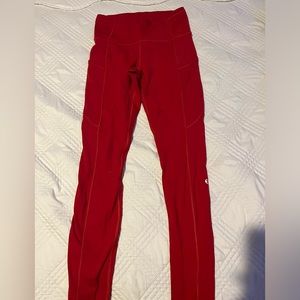 Red lulu lemon leggings with pockets